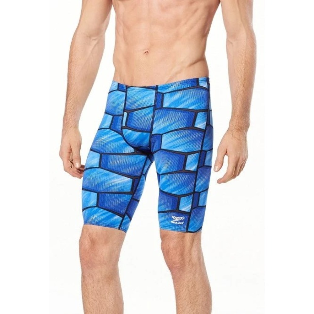 NEW Speedo Swim Jammers 32 Speedo Blue Endurance+ Training Trunks Shell Shock